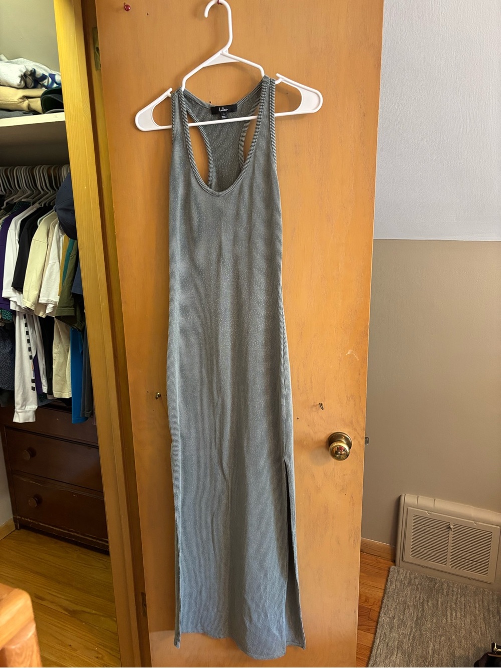 Lulu's Sleeveless Heather Gray Maxi Knit Dress
